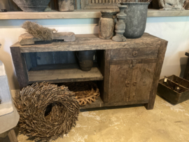 Stoer oud houten tv meubel televisiemeubel dressoir wandmeubel ladekast urban televisie kast audio landelijk stoer industrieel vintage