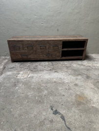 Vergrijsd truckwood houten railway hout tv televisie lades ladekast audio dressoir kast wandmeubel sidetable 165 x 40 x H50 cm landelijk stoer industrieel SEP