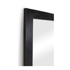 Grote zwart houten spiegel passpiegel 160 x 80 cm stoer strak hout