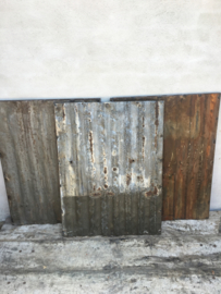 Oude metalen golfplaat lamberisering  70 x 70 cm  Wandpaneel stoer urban wanddecoratie industrieel landelijk grijs bruin