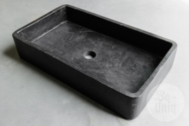Handgekapte hardstenen wasbak waskom wastafel bak gootsteen 60 x 34 x H11 cm