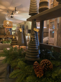 Vergrijsd houten kerstboom 25 cm boom boompje boompjes den spar landelijk stoer kerstdecoratie