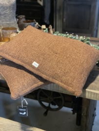 POMAX Heerlijk zacht grof gebreid soepel kussen cognac terra bruin rood  60 x 40 cm inclusief vulling