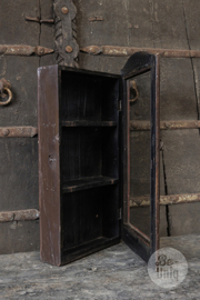 Oud vitrine kastje wandkastje medicijnenkastje kast 55 x29 x 9 cm bruin vintage Oosters vitrinekastje stoer landelijk Brocant industrieel