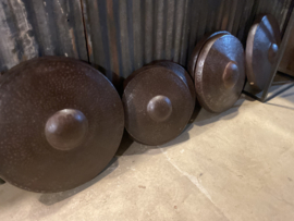 Gave ronde metalen gong 54 cm wanddecoratie wandpaneel landelijk stoer industrieel vintage