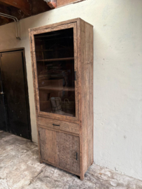 Set van 2 Grote truckwood railway houten kast kasten vitrinekast keukenkast servieskast 225 x 85 x 45 cm landelijk stoer industrieel SEP oud hout