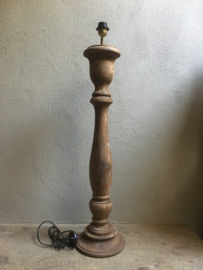 Stoere naturel bruine houten balusterlamp ballusterlamp lampenvoet vloerlamp 90 cm tafellamp landelijk stoer robuust