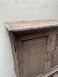 Grote 2 deurs deuren legplanken kast vergrijsd houten kast linnenkast keukenkast servieskast planken legplanken industrieel stoer landelijk 154 x 85 x 38 cm