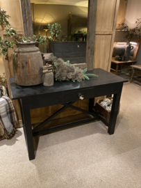 Zwart houten buro bureau wandtafel Sidetable landelijk stoer 130 x 60 cm