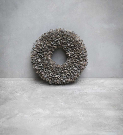 Bakuli wreath krans beukennootjes vergrijsd 40 cm grijs grey wash beuk landelijk