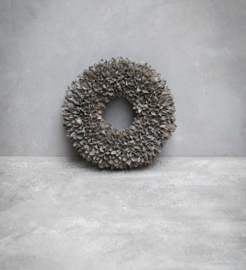 Bakuli wreath krans beukennootjes vergrijsd 20 cm grijs grey wash beuk landelijk