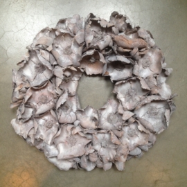 Prachtige vergrijsde krans palm cup wreath grey 55 cm