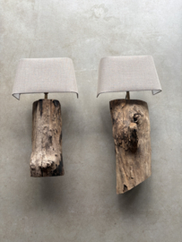 Houten wandlamp lamp stronk boomstam landelijk stoer