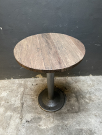 Sta tafel compleet met blad Tafelonderstel onderstel tafel gietijzer nickel nikkel nickle rond tafel bartafel sta tafel poot kolom voet grijs