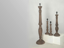 Stoere bruine houten balusterlamp tafellamp 35 cm tafellamp landelijk stoer robuust umber