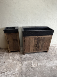 Houten Badkamermeubel wastafelmeubel inclusief hardstenen wasbak wastafel badkamer badmeubel SEP