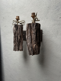 houten wandlamp wandlampje wandlampen wandlampjes stronk landelijk stoer vintage