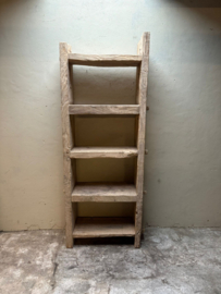 Grote stoere oud houten kast schap 219 x 98 x 38 cm rek stoer robuust boekenkast keukenkast landelijk industrieel