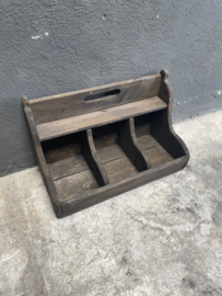 Stoere houten gruttersbak vakkenbak vakken schap trog bak keuken landelijk