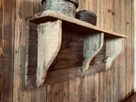 Groot Stoer landelijk oud houten Railway truckwood kapstok wandconsole 90 cm wandkapstok wandrek schap rek wandconsole regaal landelijk stoer hout