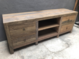 Prachtig oud houten tvmeubel televisiekast kast tv bassano 160 cm televisie sidetable ladenkast landelijk stoer industrieel