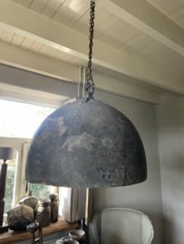 Oude antieke houten ronde bolle Lampekap kap hanglamp uniek!! Landelijk stoer industrieel vintage 60 cm
