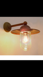 Koperen buitenlamp lantaarn stallamp tierlantijn wandlamp  incl glazen stolp
