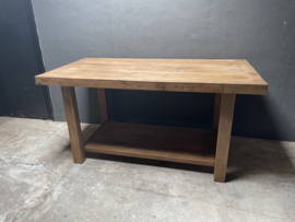 Stoere hoge houten tafel bar werktafel eettafel keukentafel bar bartafel countertafel landelijk vintage met onderblad 200 x 100 cm