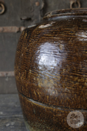 Mooie oude stenen geglazuurde kruik pot vaas 39 x 39 cm