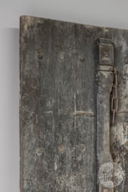 Prachtige grote oude vergrijsd houten poort deur wandpaneel wanddecoratie landelijk patine patina 159 x 85 cm