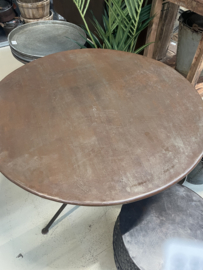 Roestbruin metalen bistro klaptafel eettafel terras  tuintafel keukentafel rond 80 cm landelijk stoer vintage industrieel