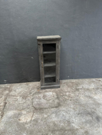 Set van 2 vergrijsd grijs zwart houten Vitrinekastjes keukenkastjes vitrine glaskast keukenkastjes landelijk stoer