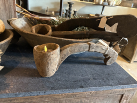 Unieke Houten deco lepel ornament theelicht kandelaar  Kaarshouder theelichthouder
