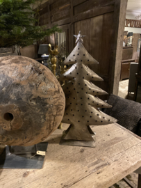 Metalen kerstboom kandelaar theelicht landelijk stoer vintage groot brons