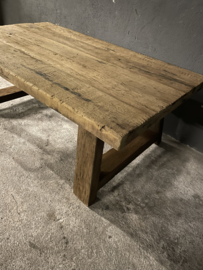 Landelijke vergrijsd eiken houten salontafel tafel 120 x 70 x h46cm