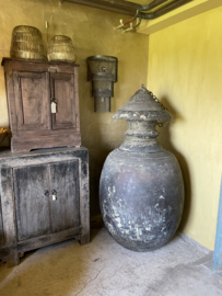HOFFZ echt Mega grote 160 cm!!! oude vergrijsd koperen pot vaas met deksel kruik Nepal 120 jaar oud antiek