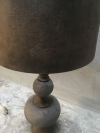 Prachtige shabby smoked lamp tafellamp schemerlamp inclusief kap zwart grijs bruin landelijk stoer