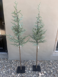 Leuk vergrijsde kerstboom 150 cm kerstboom met lichtjes op voet
