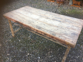 Oude landelijke industriële eettafel naturel 220 x 80 cm hout houten Sidetable bureau buro klaptafel werkbank werktafel oud vintage stoer