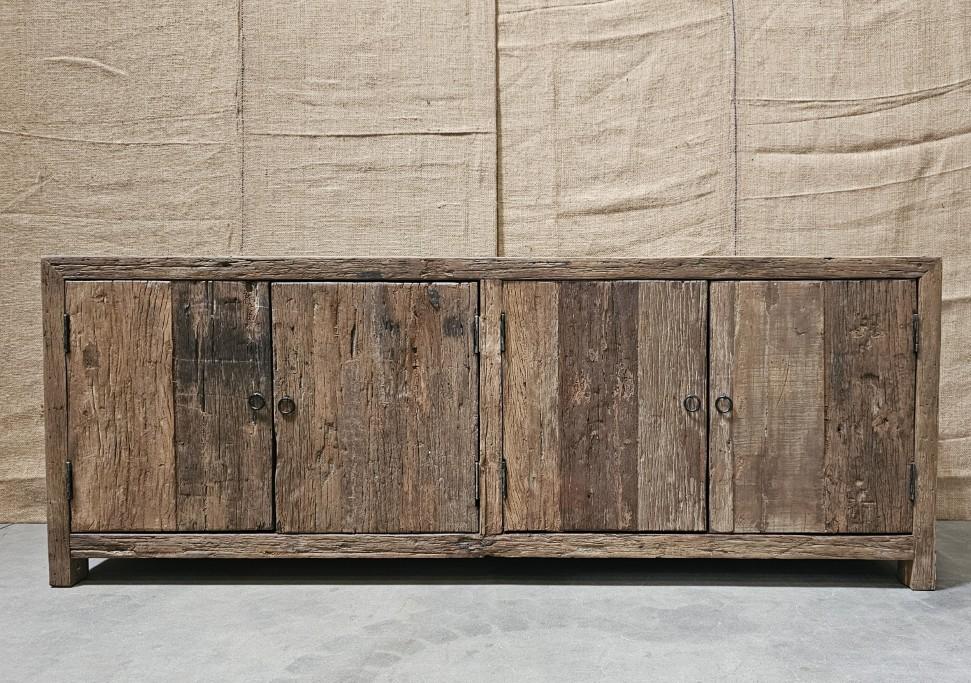 Old wood Stoer truckwood houten kast televisiekast televisiemeubel tv deurtjes dressoir landelijk stoer industrieel 160 x 45 x H60 cm