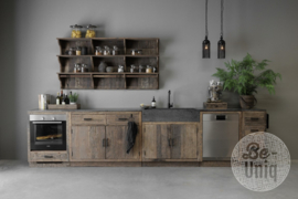 K014 Truckwood railway houten keukenelement keuken H95 x 68 x60 cm buitenkeuken voor oven inclusief granieten hardstenen blad landelijk stoer SEP