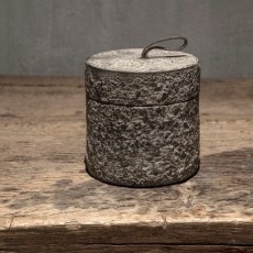 Vergrijsd houten potje met deksel stoer landelijk grijs 12 x 12 cm
