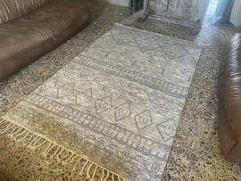 Prachtig grijs beige wollen kelim carpet tapijt HOFFZ 250 x 150 cm 100% wol