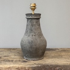 Prachtige kleine grijze stenen Kruiklamp kruik tafellamp landelijk stoer 40 x 20 cm