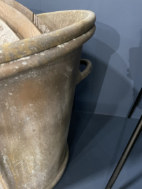 Grote metalen ovale bak grijs beige vergrijsd teil bloembak bad kuip badkuip landelijk