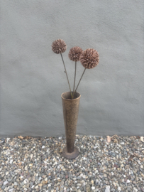 Prachtige tak met 3 bollen pom pom choco 78 cm imitatie kunst