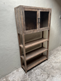 2 deurs kast railway truckwood houten kast  meubel vitrinekast keukenkast vitrine glaskast badmeubel 180 x 100 x D30 cm planken legplanken industrieel stoer landelijk SEP