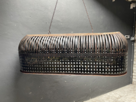 Grote oude metalen smeedijzeren korf lampekap hanglamp 150/160 cm korflamp lamp mand landelijk industrieel