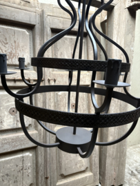 Shanda 6 arms kroonluchter metalen lamp hanglamp grijs vergrijsd bruin landelijk stoer