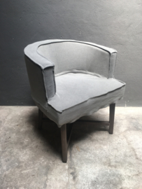 Prachtige linnen stoel stoelen eetkamerstoelen linnen grijs of taupe model Kaatje Caatje ( lijkt op Dirk Dirkje )  fauteuil landelijk stoer robuust sober losse hoes